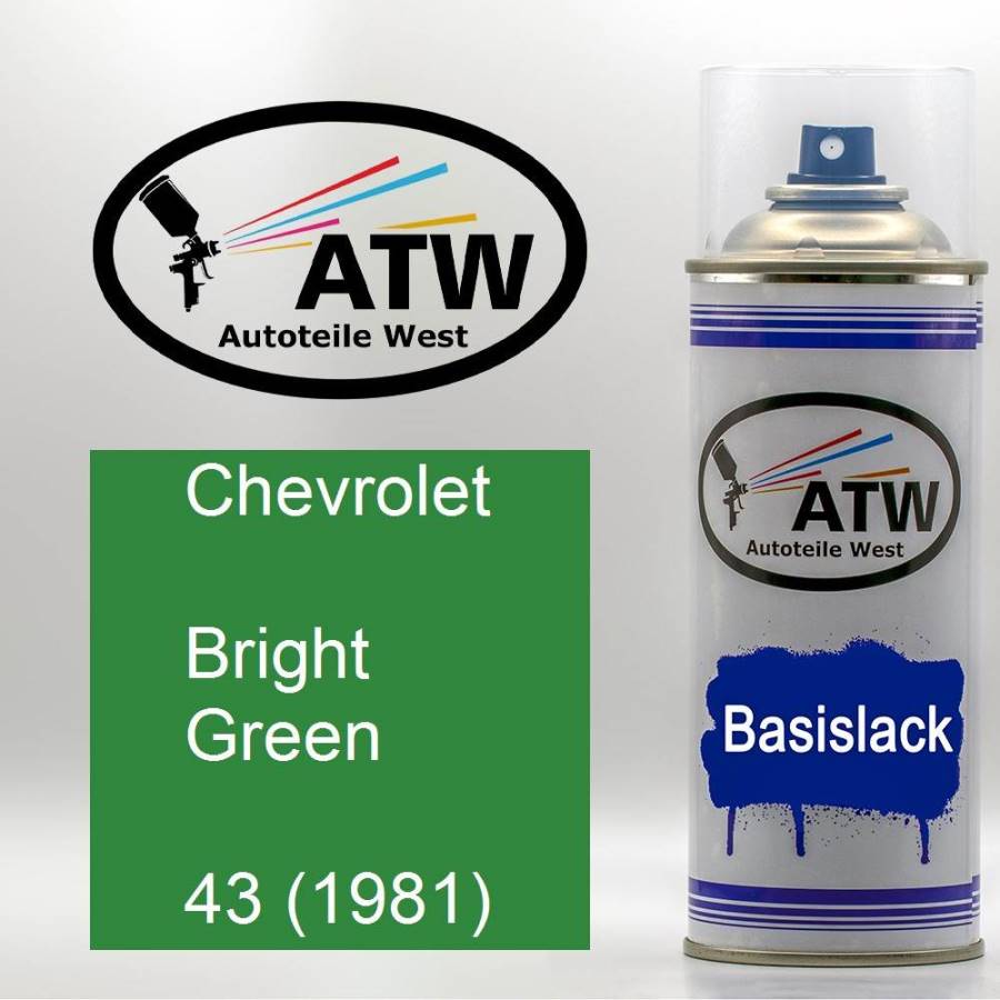 Chevrolet, Bright Green, 43 (1981): 400ml Sprühdose, von ATW Autoteile West.